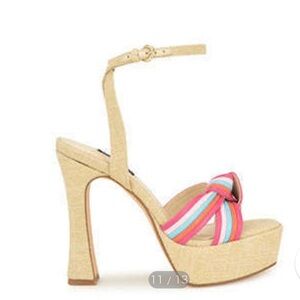 Nine West Pink and Blue Strappy Platform Sandals